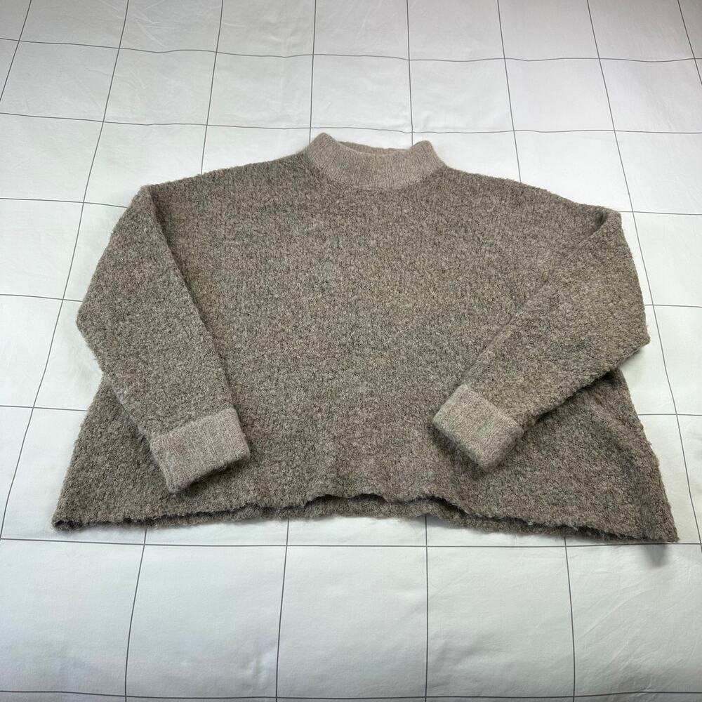 7115 by Szeki Sweater Womens Small Taupe Mock Neck Knit Alpaca Wool Blend Luxury - Picture 1 of 7